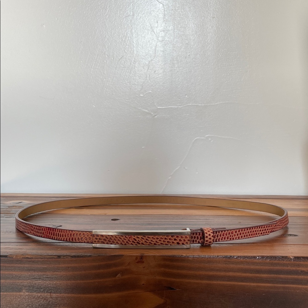 Ann Taylor Reptile Snake Print Red Skinny Belt Womens Large Genuine Leather